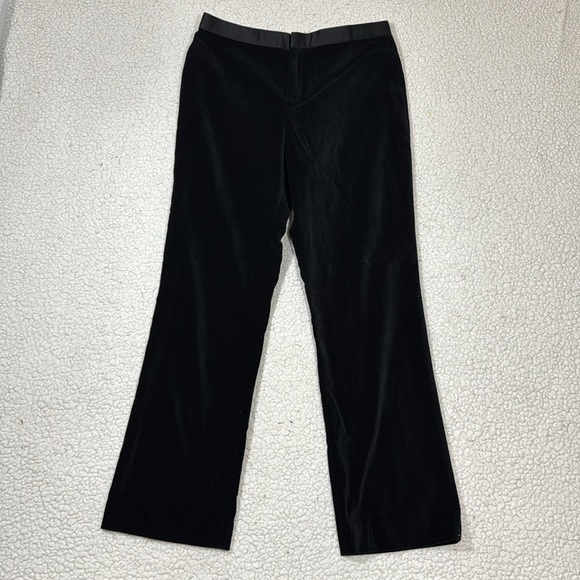 Vtg LRL Ralph Lauren Black Velvet Straight Leg Trousers Pant Womens Sz 10 Preppy - Picture 1 of 7